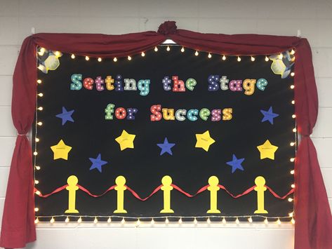 Classroom movie star theme Drama Club Bulletin Board Ideas, Movie Themed Bulletin Boards, Movie Theater Classroom Theme, Movie Theater Theme, Outdoor Theatre, Red Carpet Theme, 2025 Ideas, Student Of The Month, Bulletin Board Design