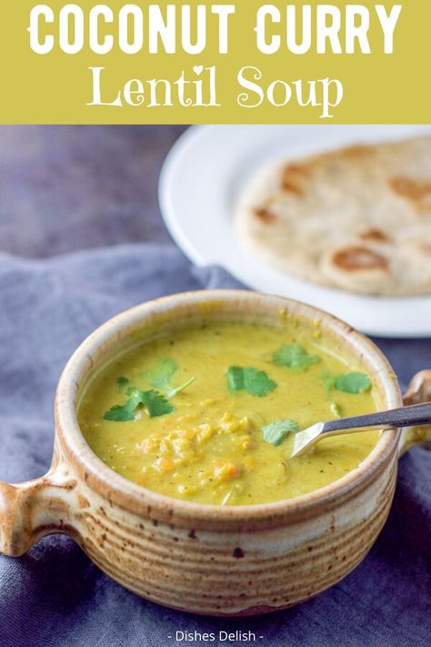 Coconut curry lentil soup, anyone? Say hello to your new favorite winter soup recipe. Made with pantry staples like coconut milk, lentils, chicken broth, and garam masala, this cozy and flavorful dish guarantees to satisfy a crowd. #coconutcurrysoup #vegandinnerrecipes #coconutcurrylentilsoup #vegansouprecipes Curried Lentil Tomato And Coconut Soup, Coconut Lentil Curry Soup, Lentils Chicken, Lentil Coconut Soup, Lentil Soup With Coconut Milk, Coconut Curry Lentil Soup, Lentil Coconut Curry, Curry Lentil Soup, Curried Squash Soup