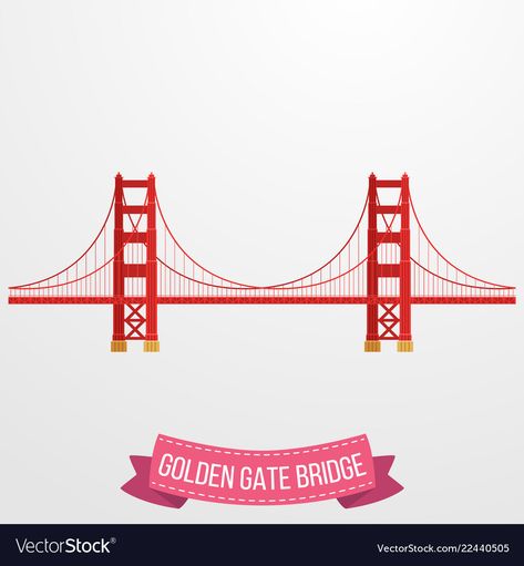 Golden gate bridge icon on white background Vector Image Symmetry Project, Golden Gate Bridge Drawing, Golden Gate Bridge Tattoo, Bridge Clipart, Polo Tournament, Golden Gate Bridge Art, Bridge Icon, Bridge Tattoo, Formal Cooler Ideas