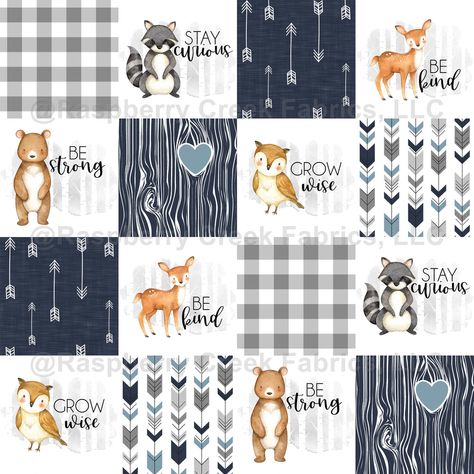 Purchase Woodland Buddies//Navy - Wholecloth Cheater Quilt Nursery Woodland Animals, Baby Boy Quilt Patterns, Woodland Baby Quilt, Cheater Quilt Fabric, Animal Baby Quilt, Boys Quilt Patterns, Nursery Woodland, Nursery Quilt, Baby Boy Quilts