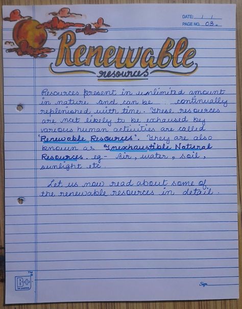 Natural Resources Renewable Resources Project, Natural Resources Project, File Decoration, Geography Project, File Decoration Ideas, Boss Motivation, Creative School Project Ideas, Study Flashcards, School Creative