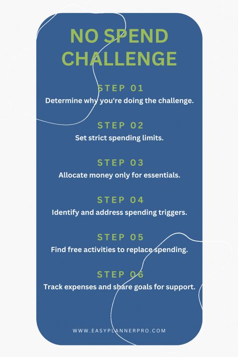 The No-Spend Challenge involves committing to a period without non-essential purchases, such as dining out or impulse buys. By practicing mindful consumption and finding alternative ways to meet needs, participants develop better spending habits and save money in the process. #no-spend #challenge #savings #money #budget #planner #money #tips Money Budget Planner, Mindful Consumption, Savings Money, No Spend, No Spend Challenge, Money Budget, Budget Tips, Spending Habits, Budgeting Money