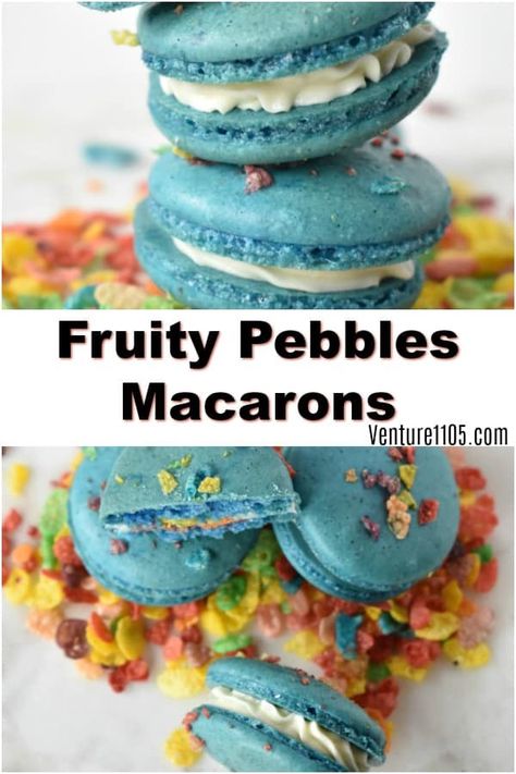 Fruity Pebble, Fruity Pebbles Cereal, Macaron Template, Pebbles Cereal, Macarons Recipe, Rainbow Treats, Summer Popsicles, Oatmeal Cream Pies, Macaron Flavors