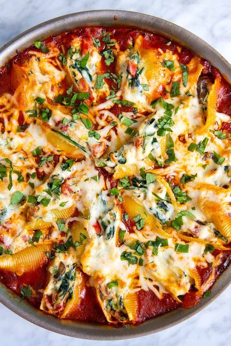 Veggie Stuffed Shells, Spaghetti Lasagna, Inspired Taste, Cheese Stuffed Shells, Pasta Meals, Creamy Potato Salad, Marinara Sauce Homemade, Roast Turkey Breast, Stuffed Shells Recipe