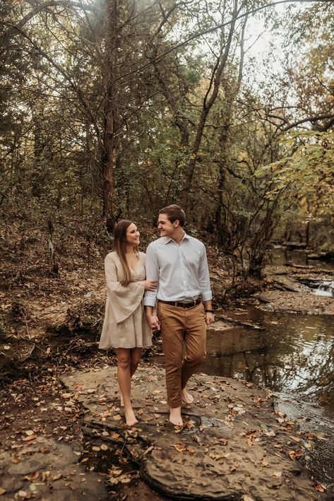 Foliage Engagement Photos, Rock Creek Park Engagement Photos, Stone Creek Park Flower Mound, Couples Creek Photos, Forest Preserve Engagement Photos, Engagement Photos Midsize, Engagement Creek Photos, Creek Engagement Pictures, Midsize Engagement Photos