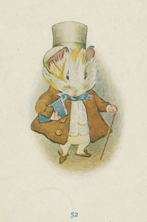 Mouse in a top hat with his walking stick. From New York Public Library Digital Collections. Beatrix Potter Art, Miss Potter, Beatrix Potter Illustrations, Susan Wheeler, Beatrice Potter, Tale Of Peter Rabbit, Tasha Tudor, British Landscape, Peter Rabbit And Friends