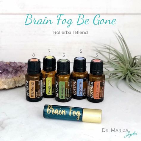 Brain Fog Be Gone 8 drops Wild Orange 7 drops Bergamot 5 drops Rosemary 5 drops Peppermint 3 drops Frankincense  Add to a roller bottle and fill the rest with a carrier oil. Frankincense Essential Oil Benefits, Essential Oil Roller Bottle Recipes, Doterra Oils Recipes, Doterra Blends, Doterra Essential Oils Recipes, Essential Oil Remedy, Essential Oil Diffuser Recipes, Essential Oil Roller Bottle, Oil Diffuser Recipes