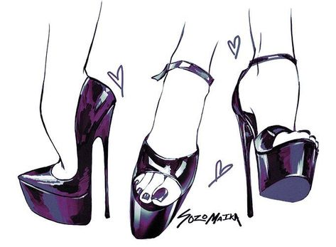 Sketches Shoes, Heels Drawing, Drawing High Heels, Drawing Hair Tutorial, Shoe Sketches, Shoe Design Sketches, Traditional Tattoo Art, Hello Kitty Drawing, Shoes Drawing