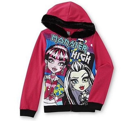 MONSTER High Pink Glittery JACKET NeW Girls 6/6x Faux Fur-Line Hooded HOODIE NWT #MonsterHighJacket #MonsterHighHoodie #MonsterHigh Monster High Pink, Monster High Girls, Monster High Clothes, Girls Characters, Shoulder Shirts, Hoodie Girl, Hoodies For Sale, Zipper Hoodie, Girls Jacket