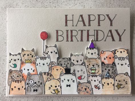 Cute Happy Birthday Gifts Diy, Gift For My Sister Birthday, Birthday Presents Handmade, Drawing For Birthday Gift, Birthday Present Ideas Diy Creative, Creative Valentine Cards Diy, Water Paint Card Ideas, Birthday Gifts Diy For Sister, Birthday Card Ideas With Cats