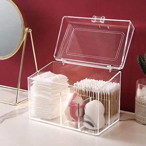 Beauty Blender Storage, Cotton Ball Holder, Penyimpanan Makeup, Clear Makeup Organizer, Acrylic Organizer Makeup, Makeup Organization Vanity, Makeup Storage Box, Egg Storage, Storage Boxes With Lids