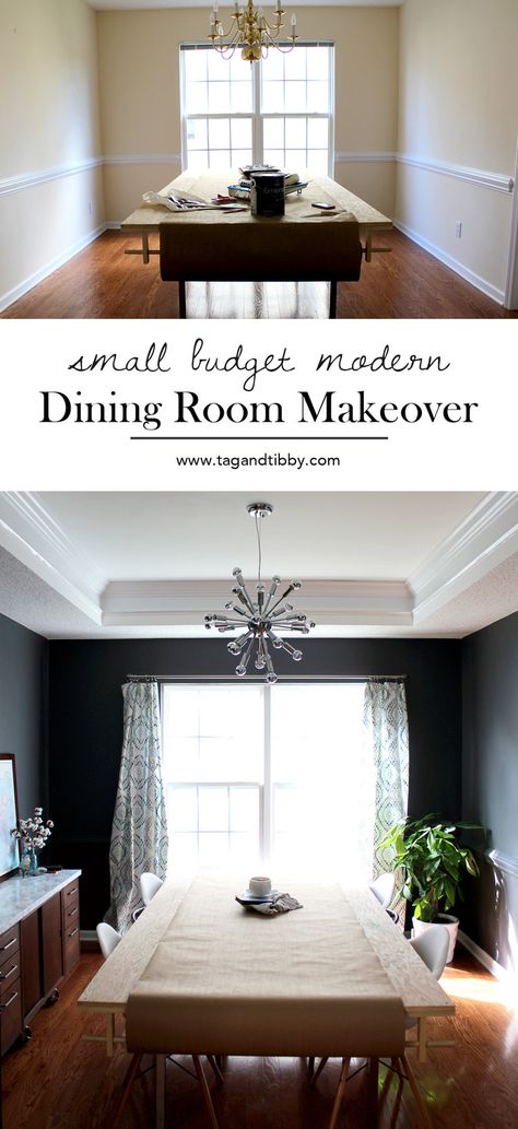 Modern Dark Grey Dining Room Makeover — Tag & Tibby Sherwin Williams Peppercorn, Dark Grey Dining Room, Dining Room Paint Color, Cottage Dining, Room Styling, Dining Room Paint, Grey Dining Room, Dining Design, Dining Room Makeover