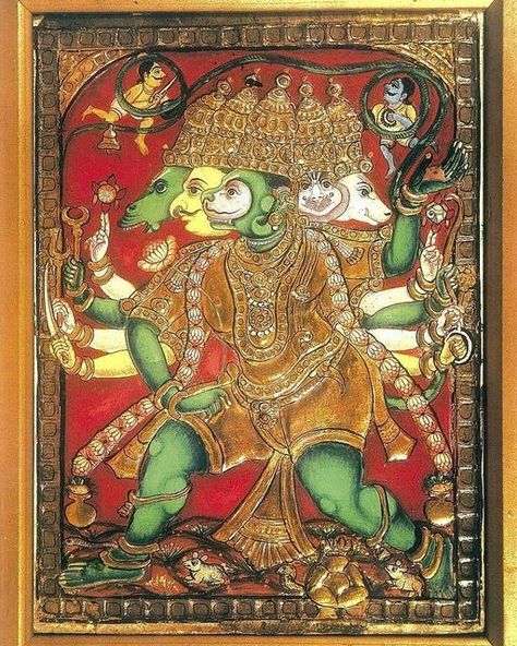 Panchamukhi Hanuman, Hindu Cosmos, साईं बाबा, Mysore Painting, Lord Rama Images, Shri Hanuman, Indian Art Gallery, Lord Hanuman Wallpapers, Hanuman Images