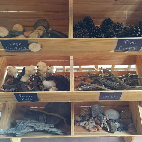 Loose parts/ Natural materials - parent collection bin == Instagram photo by @pppreschool Forest School Area, Natural Outdoor Play, Nature Playground, Natural Play Spaces, Preschool Playground, Outdoor Play Space, Outdoor Learning Spaces, Board Paint, Outdoor Play Spaces