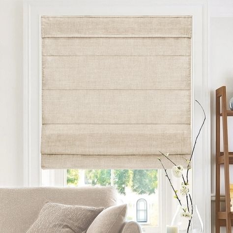 Chicology Belgian Flax Cordless Roman Shades - Bed Bath & Beyond - 22047194 Fabric Window Coverings, Window Coverings Bedroom, Dining Room Window Treatments, Classic Roman Shades, Linen Roman Shades, Door Window Covering, Fabric Roman Blinds, Room Darkening Shades, Light Filtering Shades