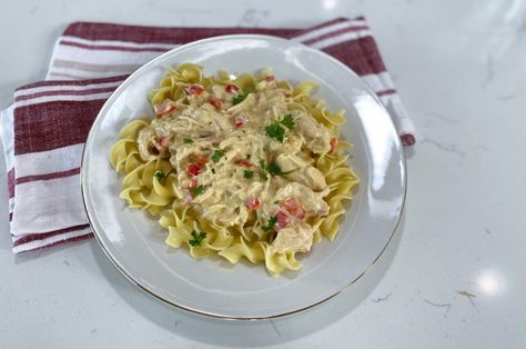 Slow Cooker Italian Chicken, Creamy Chicken And Noodles, Best Crockpot Chicken, Chicken And Egg Noodles, Julia Pacheco, Slow Cooker Italian, Egg Noodle Recipes, Youtube Recipes, Slow Cooker Creamy Chicken