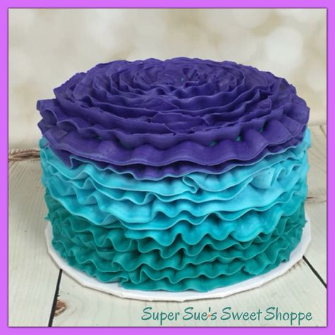 Ombre teal to purple smash cake Blue Purple And Green Birthday Cake, Purple Mermaid Cake, Purple Smash Cake, Green Birthday Cake, Smash Cake First Birthday, Ombré Cake, Purple Cake, Smash Cakes, Birthday Picture