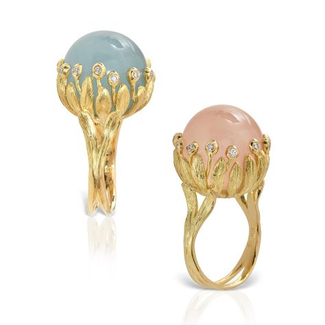 Pink Quartz Jewelry, Greek Jewelry Designers, Flowers In Bloom, Flower Rings, Greek Culture, 22 Carat Gold, Jewelry Words, Lapis Lazuli Ring, Greek Jewelry