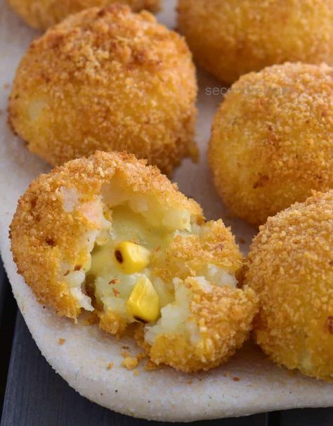 Air fryer mashed potato balls | air fryer potato cheese balls - SecondRecipe Mashed Potato Balls Air Fryer, Potato Balls Air Fryer, Mashed Potato Cheese Balls, Potato Cheese Balls Recipe, Potato Cheese Bites, Mashed Potato Balls Recipe, Fried Mashed Potatoes, Potato Balls Recipe, Potato Cheese Balls