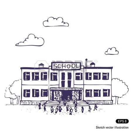 Building Silhouette, School Building Design, Silhouette Sketch, School Illustration, Building Sketch, Building Icon, Building Drawing, Building Illustration, School Plan