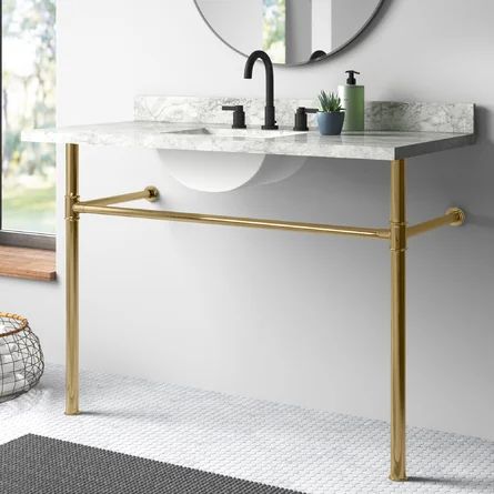 Kingston Brass Imperial Stainless Steel 41" Single Bathroom Vanity Base Only | Wayfair Sink Legs, Console Bathroom Sink, Bathroom Vanities Without Tops, Console Sink, Large Vanity, Wash Stand, Bathroom Vanity Base, Wall Mounted Cabinet, Bathroom Design Decor