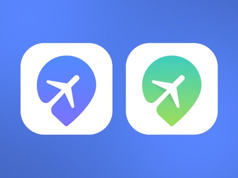 Great use of negative space to incorporate 2 subjects into one: an airplane and a map icon symbol to represent traveling. It's easily understandable what this app icon is for, and the scaleability would work well since it's such a simply design. Launcher Icon, Map Icon, Icon Inspiration, Mobile App Icon, Location Pin, Desain Ui, App Concept, Icon Design Inspiration, Map Icons