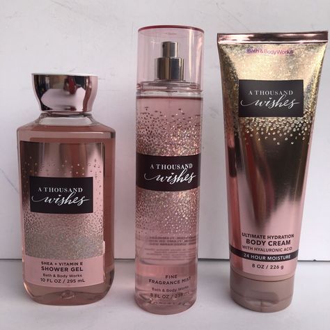 Bath & Body Works A Thousand Wishes Set - Shower Gel, Body Cream, Fragrance Mist. A Thousand Wishes Set, Bath And Body Works Sets, A Thousand Wishes, Sweet 17, Fav Products, Bath And Body Works Perfume, Egyptian Style, Smell Goods, Pinterest Ideas