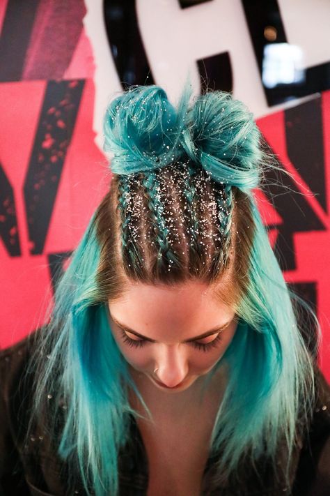 A fresh new take on space buns for #festivalseason! Space Buns Hair, Easy Professional Hairstyles, Concert Hairstyles, Pageant Hair, Rave Hair, Bun Styles, Great Hairstyles, Braided Hairstyles Updo, Festival Hair