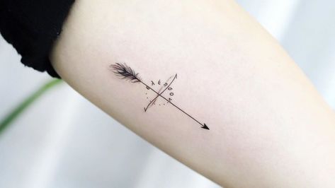 An arrow tattoo can be a very simple design or a more elaborate one incorporating multiple elements, but either way, it is a very powerful symbol. Arrow Meaning Symbols, Strength Arrow Tattoo, Faith Arrow Tattoo, Women Power Symbol, An Arrow Tattoo, Arrow Tattoo Meaning, Infinity Arrow Tattoo, Archery Tattoo, Siblings Tattoo