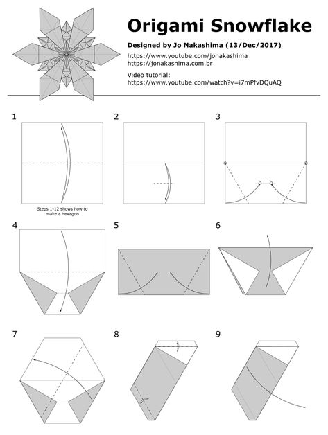 Origami Snowflake - Jo Nakashima Snowflake Origami, Origami Snowflake, Beautiful Origami, Origami Artist, Origami Stars, Tracing Paper, Origami Crane, Origami Flowers, Paper Crafts Origami