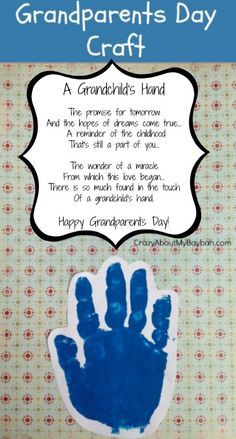 grandparents day art for infants | Grandparents Day Crafts Grandparents Day Activities, Craft Handprint, Grandparents Day Crafts, Grandparents Day Gifts, Handprint Craft, Crafts Easy, Handprint Crafts, Parents Day, Daycare Crafts