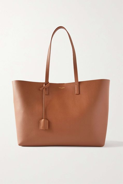 Brown East West large leather tote | SAINT LAURENT | NET-A-PORTER College Tote Bag, Uni Bag, Brown Leather Tote Bag, Everyday Tote Bag, Brown Tote Bag, Work Tote Bag, Beige Bag, Work Tote, Brown Tote