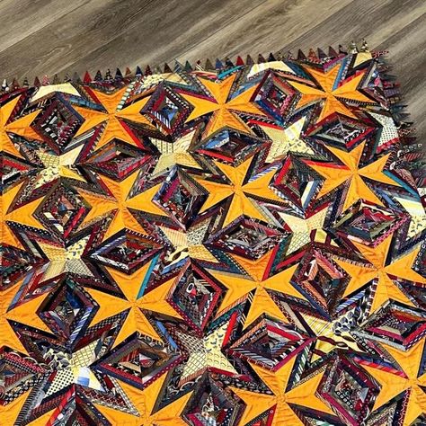 @mtweedel on Instagram: "THIS quilt I’ve been waiting to share. And waiting impatiently. It is the collaborative work of 10 dear friends who put their heads together on creating a work of art made from men’s vintage silk ties. The gold silk dupioni is the only addition we chose. Working with delicate, old silk was very challenging…each tie was disassembled, then stabilized, cut, pieced, etcetera…we learned much along the way, and grew together as it went. I’m extremely blessed by the friendship of these women, whose creative talents and knowledge are a true treasure.  . . #lydiescousettes @secquilts @dotcollinsquilter @jean8105 @isabeljohann @bluebottlequilting @penniguidry @lduplissey @dvday1955 @chatterboxval #tiequilt #vintageties #silkties #quiltyfriends #quiltshow #maker #quilter #fou Heads Together, Tie Quilt, Silk Dupioni, Recycled Clothing, Mens Silk Ties, The Friendship, Gold Silk, Recycle Clothes, Grow Together