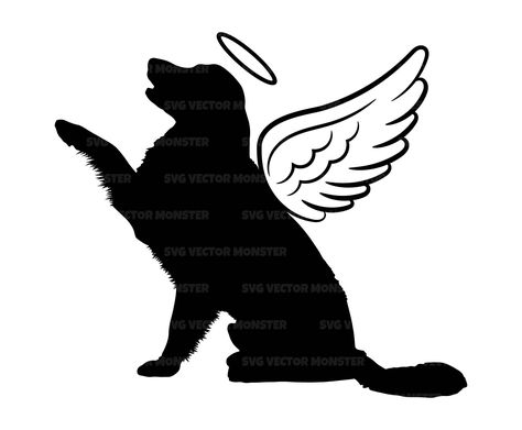 Golden Retriever Svg, Tatoo Dog, Golden Retriever Silhouette, Angel Silhouette, Memorial Svg, Angel Vector, Dog Memorial Tattoos, Special Tattoos, Dog Died