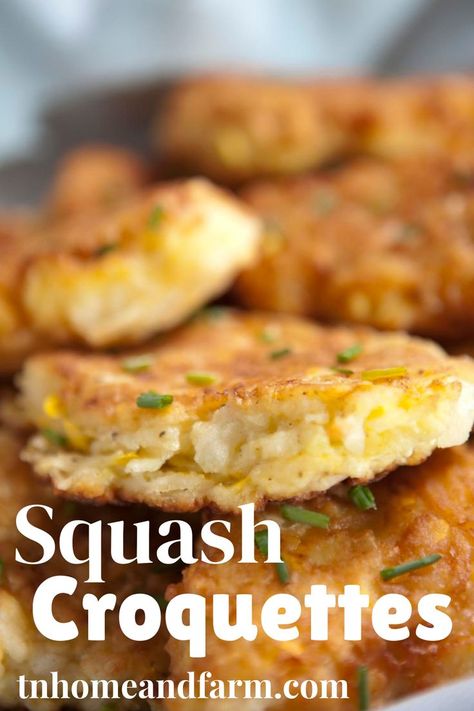 Yellow Squash Croquettes, Freezing Fresh Yellow Squash, Squash Croquettes Recipe, Recipes Using Frozen Yellow Squash, Yellow Neck Squash Recipes, Frozen Squash Recipes, Freezing Yellow Squash, Squash Croquettes, Freezing Squash