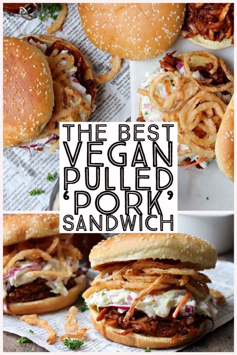 Vegetarian Pulled Pork, Vegan Pulled Pork Sandwich, Easy Vegetarian Dinner Recipes, Panini Recipe, Vegan Pulled Pork, Vegetarian Dinner Recipes, Vegan Barbecue, Vegan Sandwiches, Homemade Coleslaw