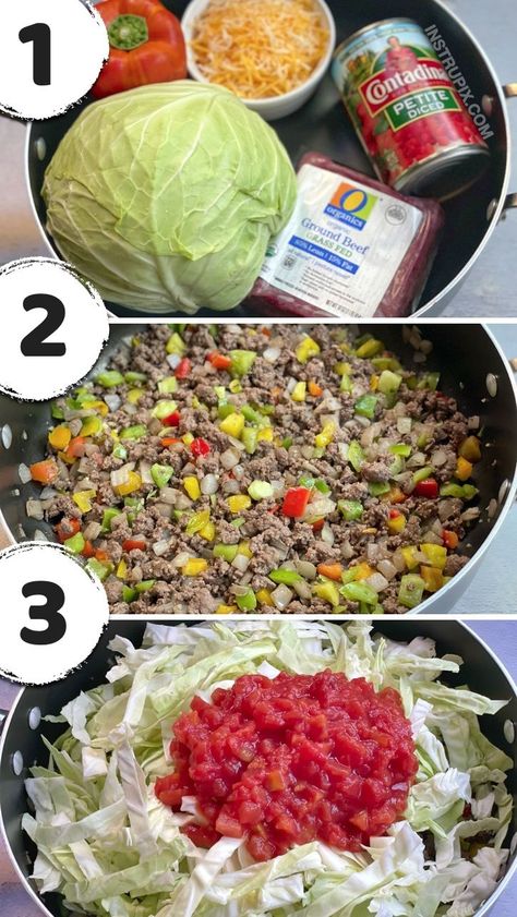 Hot Italian Sausage And Cabbage Recipes, Cabbage Roll Skillet, Keto Cabbage, Ground Beef Recipe, Cabbage Roll, Easy Ground Beef, Ground Italian Sausage, Hot Italian Sausage, Dinner With Ground Beef