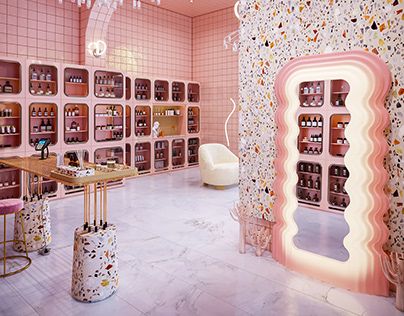 Check out new work on my @Behance profile: "Organic Cosmetic Shop" http://be.net/gallery/139049269/Organic-Cosmetic-Shop Ultrafragola Mirror, Pink Store, Millenial Pink, Retail Interior Design, Pink Cosmetics, Millennial Pink, Store Interiors, Cosmetic Display, Organic Cosmetics