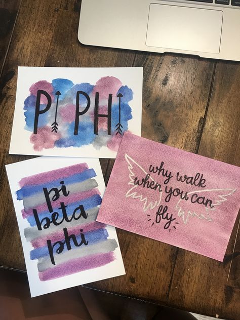 Pi Beta Phi | pi phi | why walk when you can fly | art | watercolor | pi phi art | crafts | arrows | wings Pi Beta Phi Painting, Pi Beta Phi Crafts, Sorority Canvases, Aoii Sorority, Big/little Baskets, Sorority Themes, Kappa Delta Sorority, Big Little Basket, Fly Art