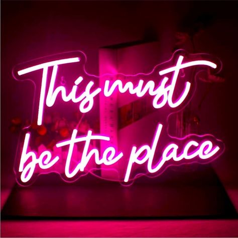 New Condition Originally $169- Offer Me! Other Lights Available! Trendy & Chic Neon Pink Cursive Text "This Must Be The Place" Sign. Perfect Aesthetic For Wedding, Festival, Kitchen/Cafe/Restaurant, Dorm, Office/Work Space, Bed/Living Room, Photo Prop, Events & Birthday Party! Lightweight & Portable 16x9” 6 Ft Usb Cable High-Quality Materials: Neon Lights Use High-Quality Flexible Silicon Led Strips And Acrylic Panels. Advanced Electrode System Energy Saving- Low Energy Consumption Long Life- Ca Cursive Text, Living Room Wedding, Neon Lights Bedroom, Southwestern Home Decor, Dorm Wall Decor, Bubble Milk Tea, Bedroom Games, Light Up Signs, Light For Bedroom