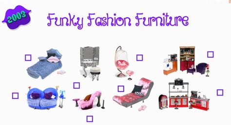 Furniture for Bratz! Bratz Funky Fashion Furniture, Bratz Doll Furniture, Bratz Furniture, Bratz House, Bratz Dollhouse, Lisa Frank, Slumber Party, Bratz Doll, Funky Fashion