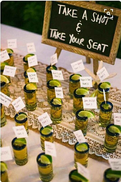 Wedding Sides, Wedding Favor Table, Wedding Table Seating, Take A Shot, Cute Wedding Ideas, Wedding Table Settings, Seating Chart Wedding, Wedding Seating, Cheap Wedding