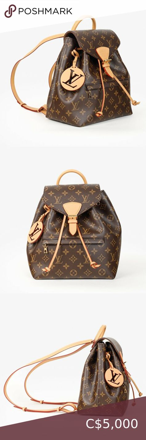 Louis Vuitton Montsouris PM Monogram Backpack Brown Montsouris Pm, Pm Monogram, Monogram Backpack, Stylish Backpack, Stylish Backpacks, Vuitton Handbags, Authentic Louis Vuitton, Gold Tone Metal, Everyday Look