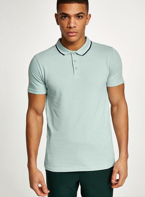 Light Green Short Sleeve Polo - Men's T-Shirts & Vests - Clothing - TOPMAN Green Polo Shirt Outfit Men, Men’s Green Polo Outfit, Mint Green Polo Shirt Outfit Men, Green Short Sleeve Polo Shirt For Streetwear, Boys Dressing Style, Polo Shirt Outfit Men, Green Sporty Polo Shirt, Cheap Green Polo Collar T-shirt, Polo Shirt Outfits