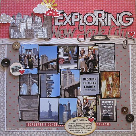 New York City Scrapbook New York Scrapbooking, Scrapbooking Layouts Travel, Travel Scrapbook Pages, Travel Album, Vacation Scrapbook, Scrapbooking Stamps, Multi Photo, Scrapbooking Photo, Photo Layouts