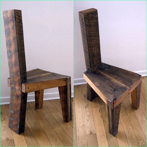 Reclaimed Wood Dinning Chair. Handmade Dinning Chair Diy Wood Chair, Log Chairs, Wood Chair Diy, Cedar Furniture, Furniture Design Chair, Outside Furniture, Artisan Furniture, Indoor Chairs, Steel Chair