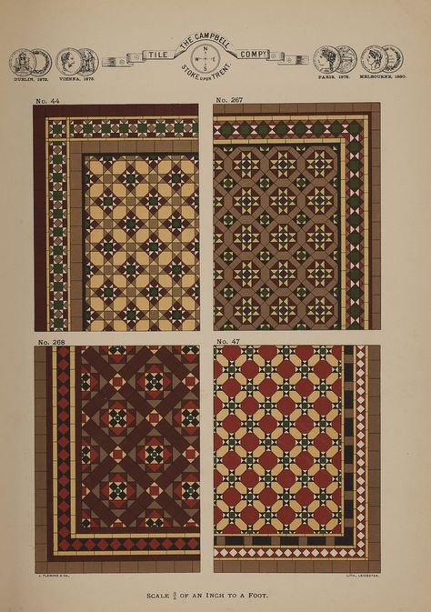 Colonial Tiles Pattern, Square Tiles Pattern, Victorian Flooring, Historic Tile, Victorian House Colors, Minton Tiles, Print Scarf Design, Floor Tiles Design, Mosaic Kits