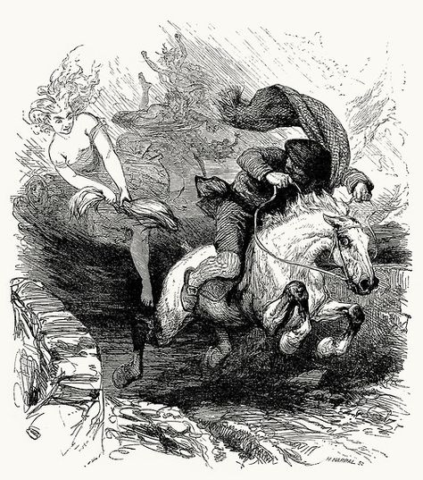 Tam O Shanter, Tam O' Shanter, Walter Crane, Robert Burns, Shadow Puppets, Equine Art, Folk Tales, Happy Meal, The Witch