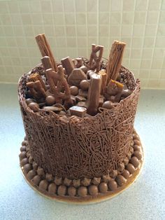 Chocolate overload! CADBURY chocolate cake Cadbury Chocolate Cake, Chocolate Fountain Recipes, Duper Cake, Kitkat Chocolate, Designer Cake, Chocolate Cake Designs, Chocolate Drip Cake, Online Cake Delivery, Dessert Recipies