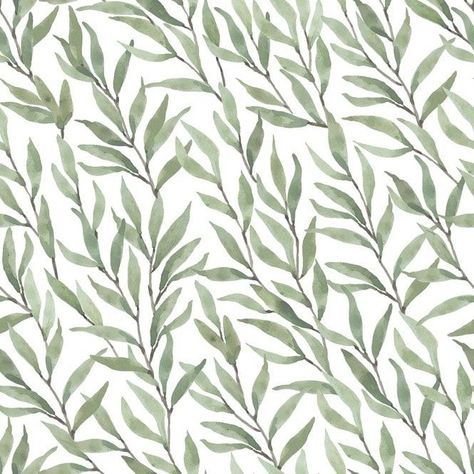 Willow Leaf Wallpaper in Green Vintage Farmhouse Aesthetic, Bedroom For Girls Kids, Willow Leaves, Hallway Wallpaper, Contemporary Graphic Design, Lino Printing, Abstract Animal Art, Farmhouse Aesthetic, Willow Leaf